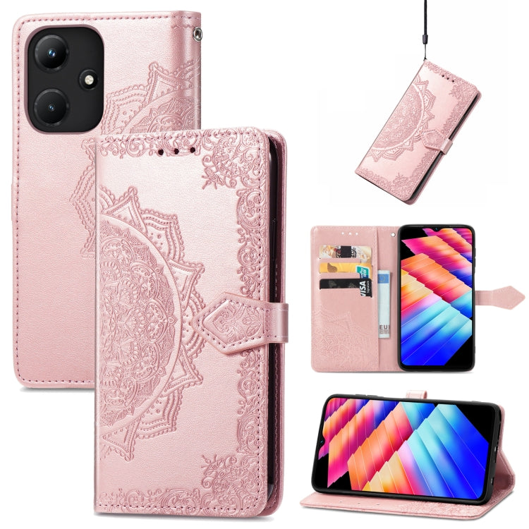 Custodia per telefono in pelle goffrata fiore mandala, For Infinix Hot 30i