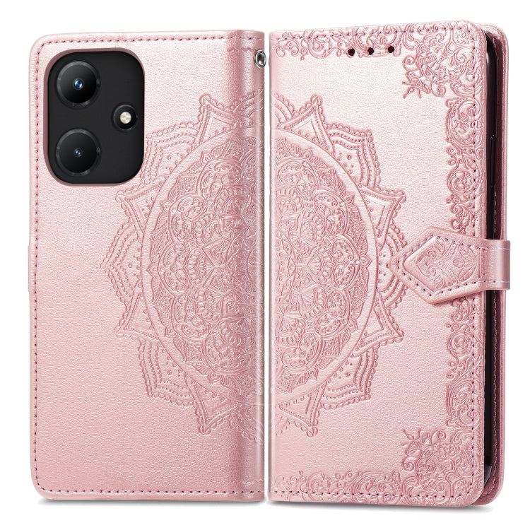 Custodia per telefono in pelle goffrata fiore mandala, For Infinix Hot 30i