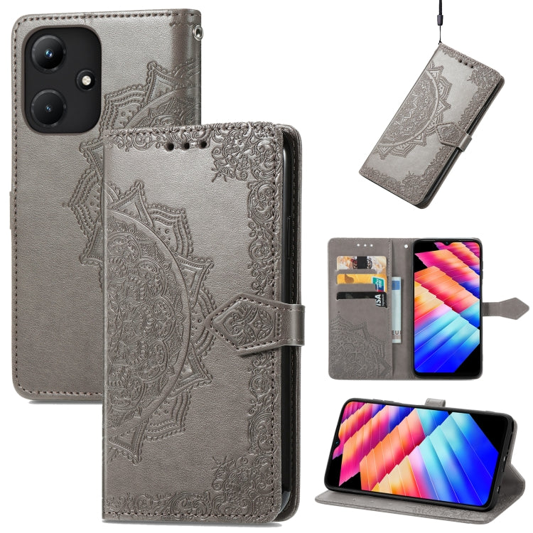 Custodia per telefono in pelle goffrata fiore mandala, For Infinix Hot 30i