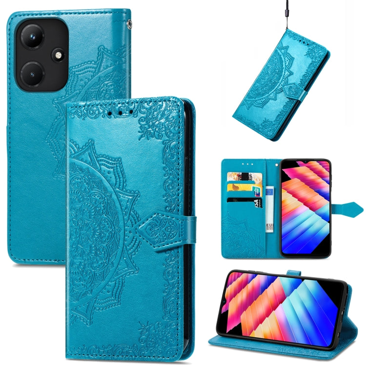 Custodia per telefono in pelle goffrata fiore mandala, For Infinix Hot 30i