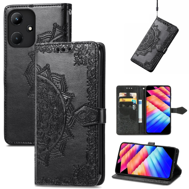 Custodia per telefono in pelle goffrata fiore mandala, For Infinix Hot 30i