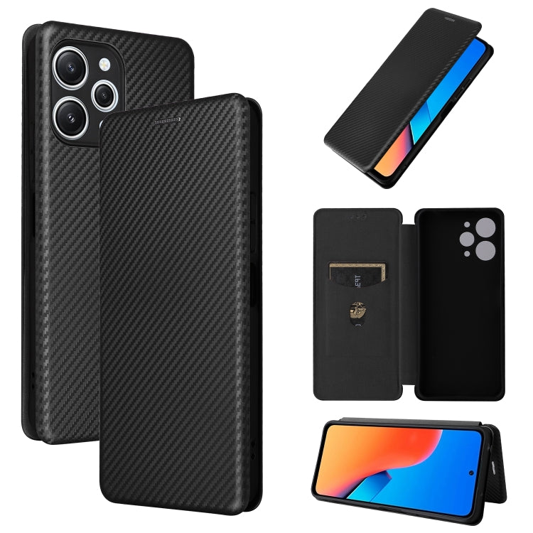 Custodia per telefono in pelle con vibrazione in fibra di carbonio, For Xiaomi Redmi 12 4G
