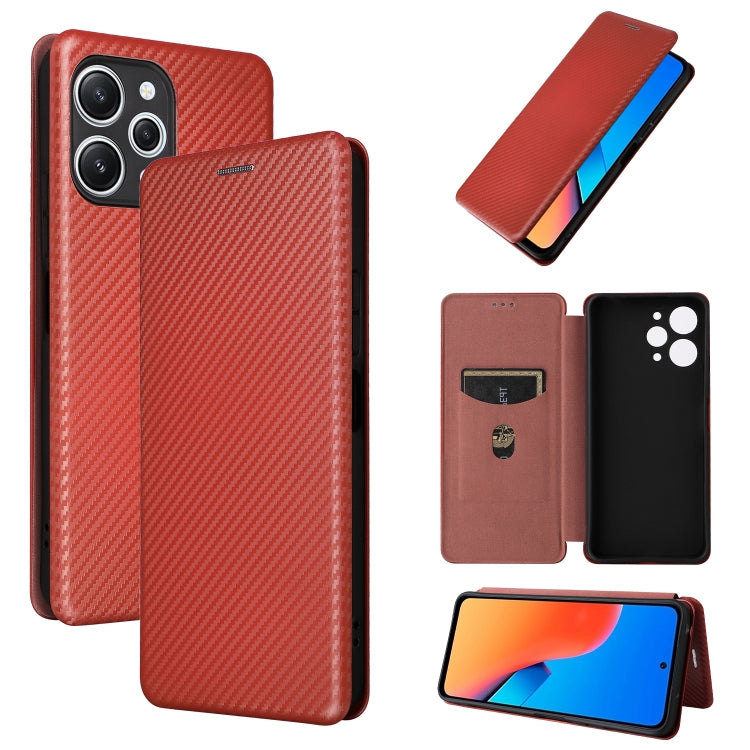 Custodia per telefono in pelle con vibrazione in fibra di carbonio, For Xiaomi Redmi 12 4G