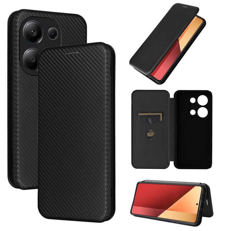 Custodia per telefono in pelle con vibrazione in fibra di carbonio, For Xiaomi Redmi Note 13 Pro / M6 Pro 4G, For Xiaomi Redmi A3 4G, For Xiaomi Redmi Note 13 4G, For Xiaomi Redmi 13C 5G / 4G