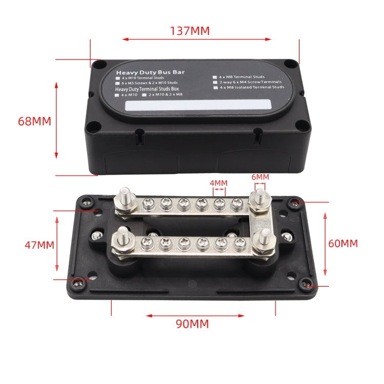 300A 12-48V RV Yacht Modificato a doppia fila 12 vie Terminale M6 Barra collettrice con terminali 12 pezzi, CP-3158, CP-3159