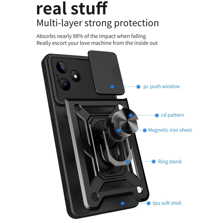 Cover per fotocamera scorrevole Custodia per telefono PC ibrida in TPU, For Realme C53 4G / Narzo N53 4G, For Realme 11 Pro 5G / 11 Pro+, For Realme C65 4G