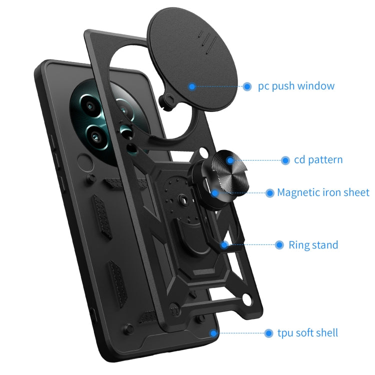 Cover per fotocamera scorrevole Custodia per telefono PC ibrida in TPU, For Realme 12+ 5G Global, For Realme 12 Pro / 12 Pro+ 5G, For Realme Narzo 60x 5G Global