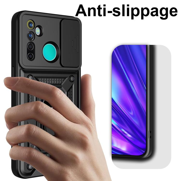 Cover per fotocamera scorrevole Custodia per telefono PC ibrida in TPU, For Realme 5 Pro, For Realme 5