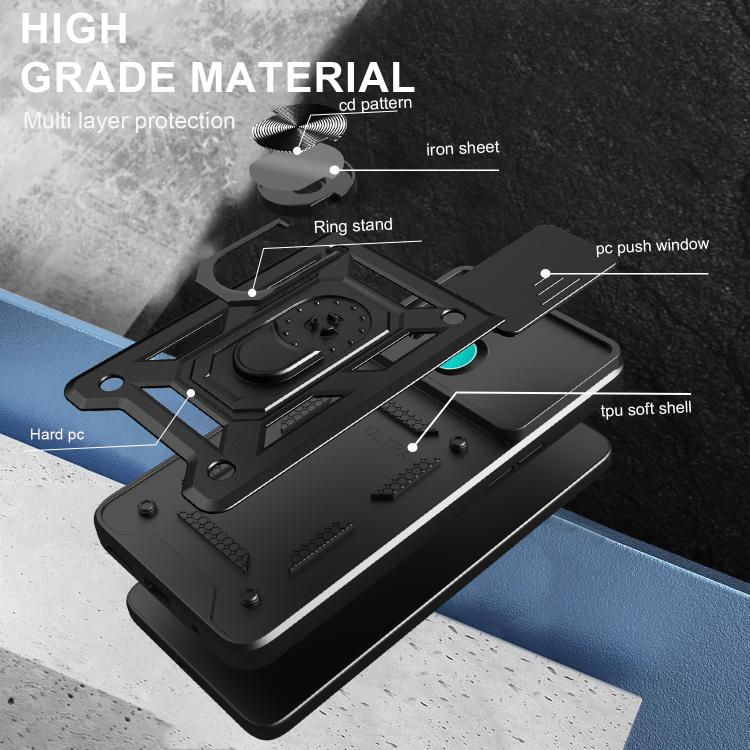 Cover per fotocamera scorrevole Custodia per telefono PC ibrida in TPU, For Realme 5 Pro, For Realme 5