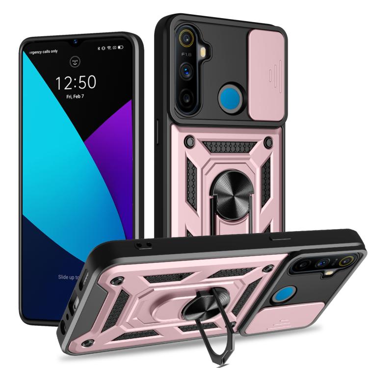 Cover per fotocamera scorrevole Custodia per telefono PC ibrida in TPU, For Realme 5 Pro, For Realme 5