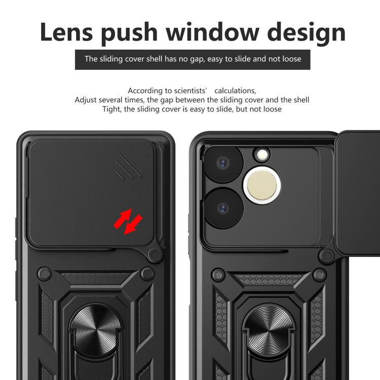 Cover per fotocamera scorrevole Custodia per telefono PC ibrida in TPU, For Realme C71 India / Note 70T 4G, For Realme 15x 5G India / C85 5G, For Realme C85 Pro 5G India