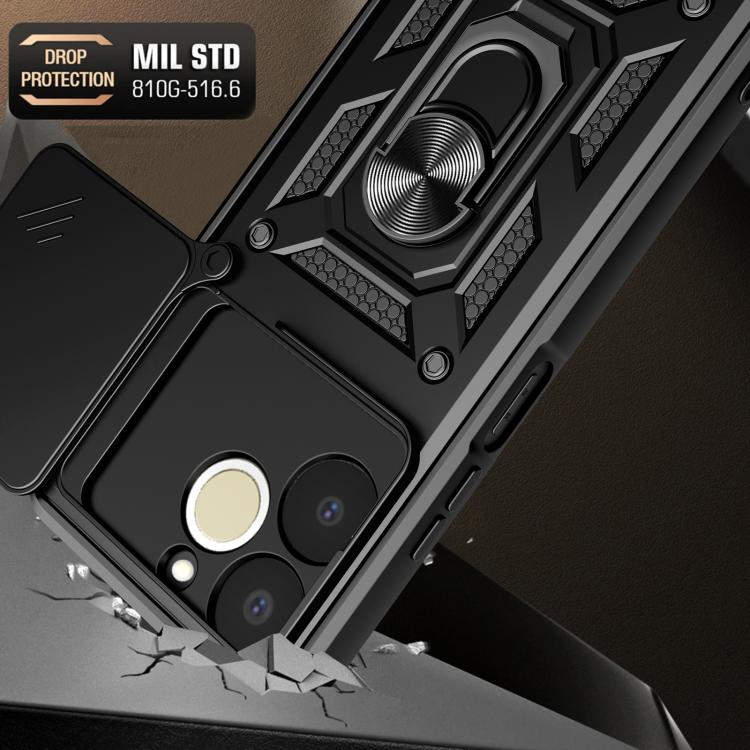 Cover per fotocamera scorrevole Custodia per telefono PC ibrida in TPU, For Realme C71 India / Note 70T 4G, For Realme 15x 5G India / C85 5G, For Realme C85 Pro 5G India