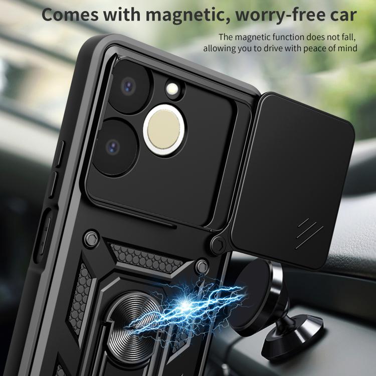 Cover per fotocamera scorrevole Custodia per telefono PC ibrida in TPU, For Realme C71 India / Note 70T 4G, For Realme 15x 5G India / C85 5G, For Realme C85 Pro 5G India