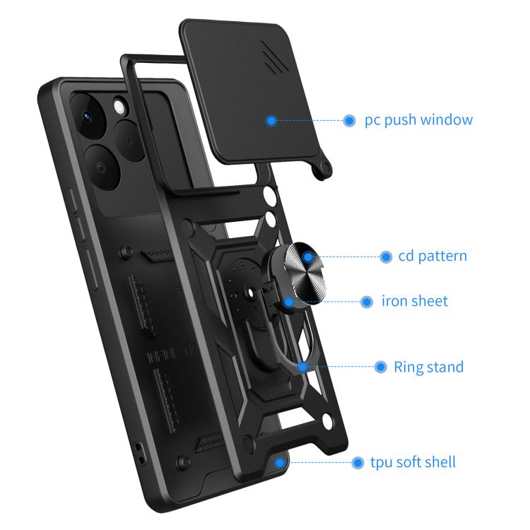 Cover per fotocamera scorrevole Custodia per telefono PC ibrida in TPU, For Realme 15T 5G, For Realme C71 4G, For Realme Neo7x / P3 5G