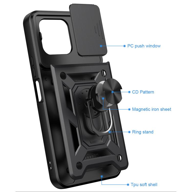Cover per fotocamera scorrevole Custodia per telefono PC ibrida in TPU, For Realme 16T 5G, For Realme C100i / C100x 4G, For Realme C100 4G