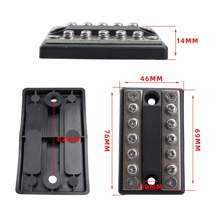 CP-4002 100A 48V RV Yacht Modificato a doppia fila Barra collettrice a 5 vie con terminali da 10 pezzi, CP-4002