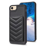 BF26 Custodia per telefono porta carte con motivo a onde, For iPhone 14 Pro Max, For iPhone 15, For iPhone SE 2022 / 2020 / 8 / 7
