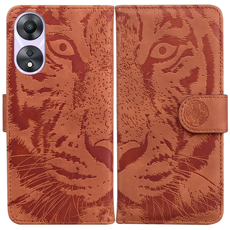 Custodia per cellulare in pelle con motivo a tigre in rilievo, For OPPO Reno11 Pro 5G Global, For OPPO A59 5G / A2M, For OPPO A38 4G / A18, For OPPO A58 4G