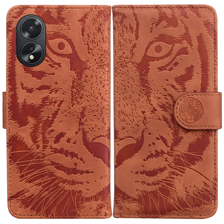 Custodia per cellulare in pelle con motivo a tigre in rilievo, For OPPO Reno11 Pro 5G Global, For OPPO A59 5G / A2M, For OPPO A38 4G / A18, For OPPO A58 4G