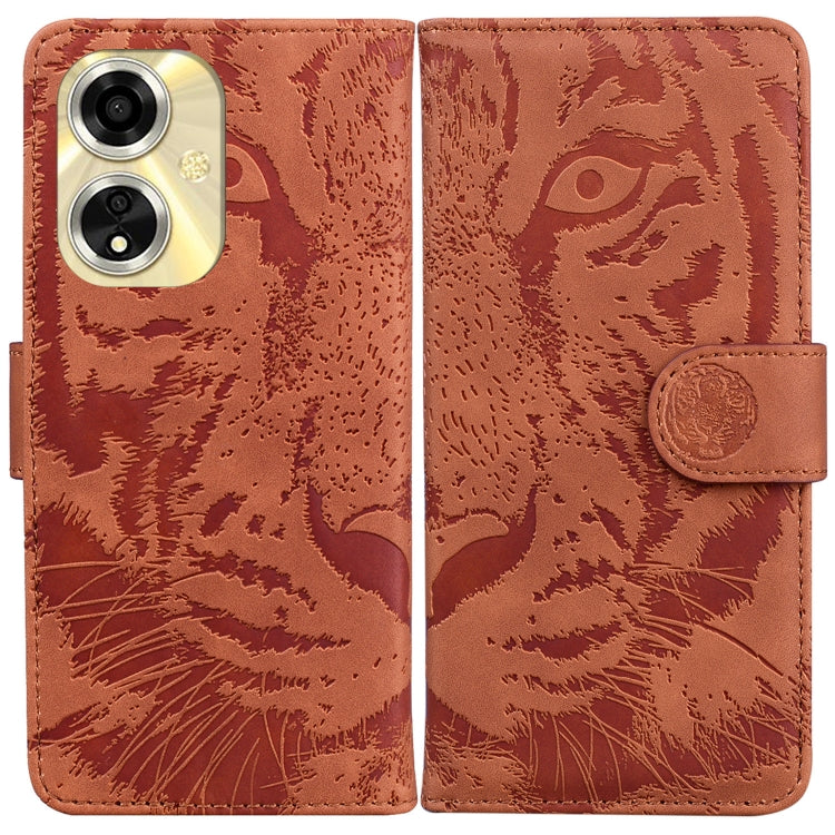 Custodia per cellulare in pelle con motivo a tigre in rilievo, For OPPO Reno11 Pro 5G Global, For OPPO A59 5G / A2M, For OPPO A38 4G / A18, For OPPO A58 4G