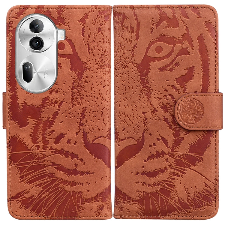 Custodia per cellulare in pelle con motivo a tigre in rilievo, For OPPO Reno11 Pro 5G Global, For OPPO A59 5G / A2M, For OPPO A38 4G / A18, For OPPO A58 4G