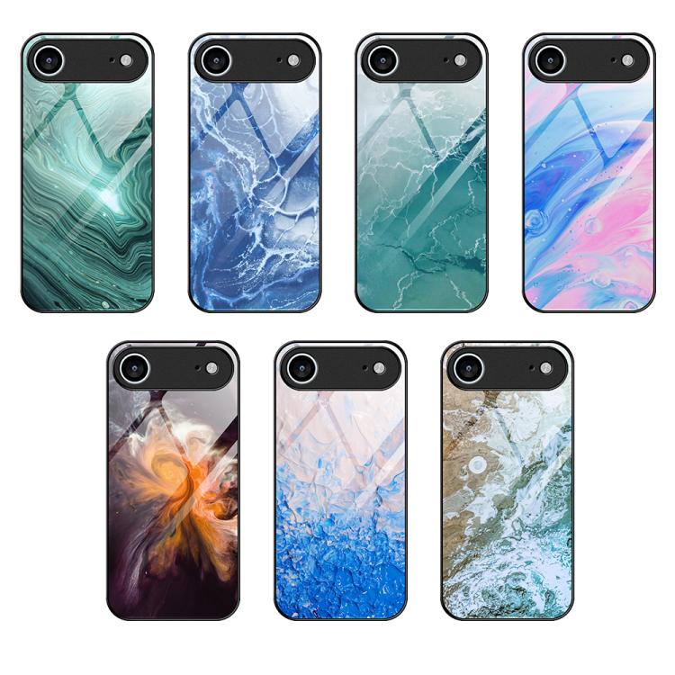 Custodia protettiva per telefono in vetro con motivo in marmo, For iPhone Air, For iPhone 15 Pro Max, For iPhone 15 Pro