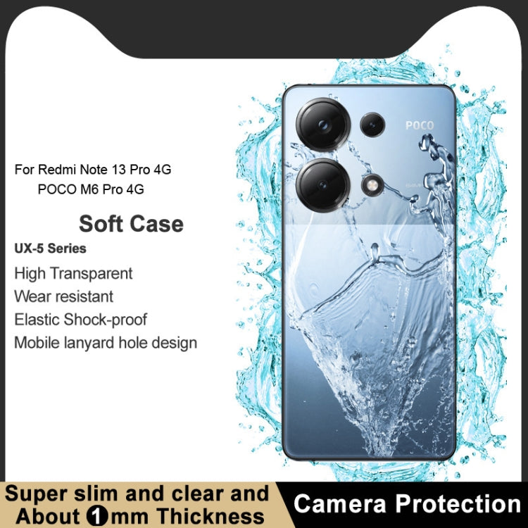 Custodia protettiva in TPU trasparente antiurto serie imak UX-5, For Xiaomi Civi 4 Pro 5G, For Xiaomi POCO M6 Pro 4G, For Xiaomi Redmi Note 13 Pro 4G Global, For Xiaomi Redmi A3 4G, For Xiaomi Redmi Note 13 4G, For Xiaomi Poco X6 Pro 5G/Redmi K70E 5G  ...
