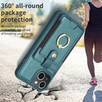 BF27 Custodia per telefono con porta carte di credito ad anello in metallo, For iPhone 14 Plus, For iPhone 15 Pro Max, For iPhone 14 / 13