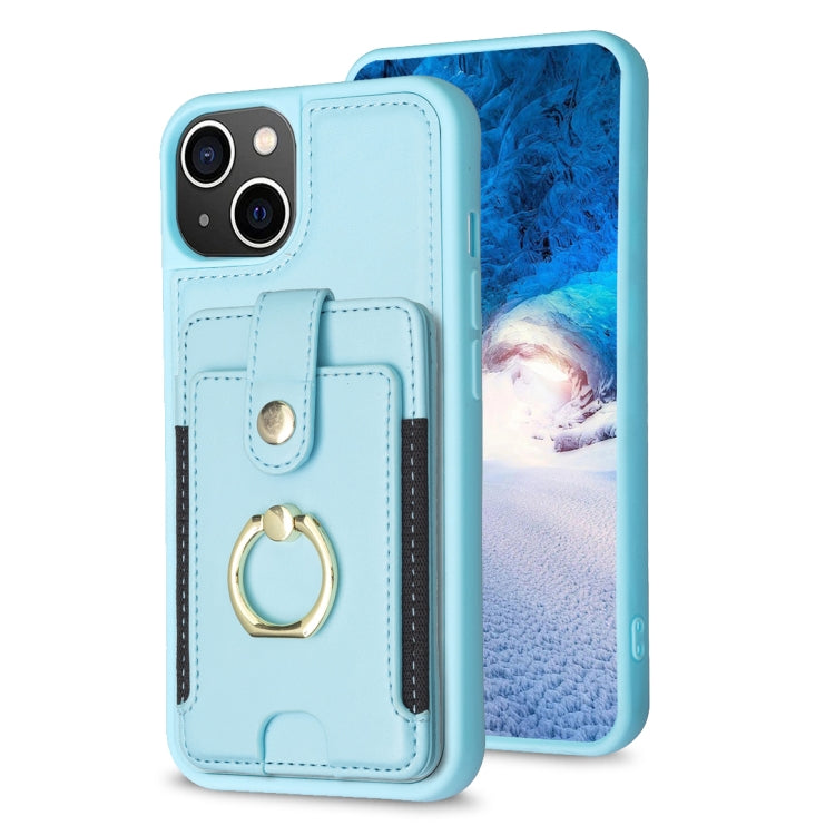 BF27 Custodia per telefono con porta carte di credito ad anello in metallo, For iPhone 14 Plus, For iPhone 15 Pro Max, For iPhone 14 / 13