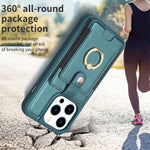 BF27 Custodia per telefono con porta carte di credito ad anello in metallo, For iPhone 14 Pro Max, For iPhone 15, For iPhone SE 2022 / 2020 / 8 / 7