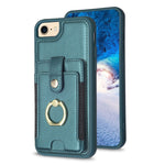 BF27 Custodia per telefono con porta carte di credito ad anello in metallo, For iPhone 14 Pro Max, For iPhone 15, For iPhone SE 2022 / 2020 / 8 / 7
