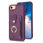 BF27 Custodia per telefono con porta carte di credito ad anello in metallo, For iPhone 14 Pro Max, For iPhone 15, For iPhone SE 2022 / 2020 / 8 / 7