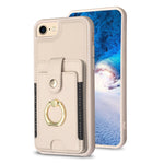 BF27 Custodia per telefono con porta carte di credito ad anello in metallo, For iPhone 14 Pro Max, For iPhone 15, For iPhone SE 2022 / 2020 / 8 / 7