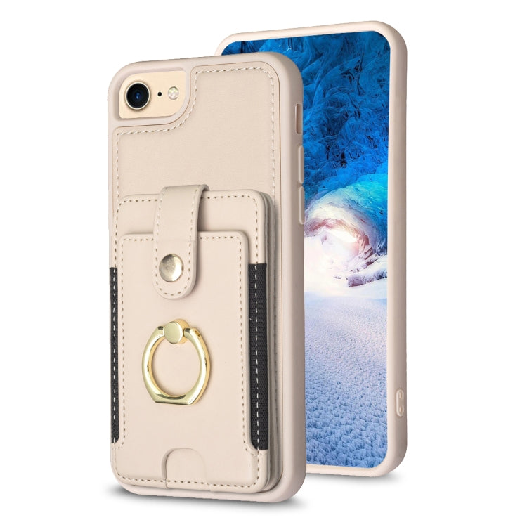 BF27 Custodia per telefono con porta carte di credito ad anello in metallo, For iPhone 14 Pro Max, For iPhone 15, For iPhone SE 2022 / 2020 / 8 / 7
