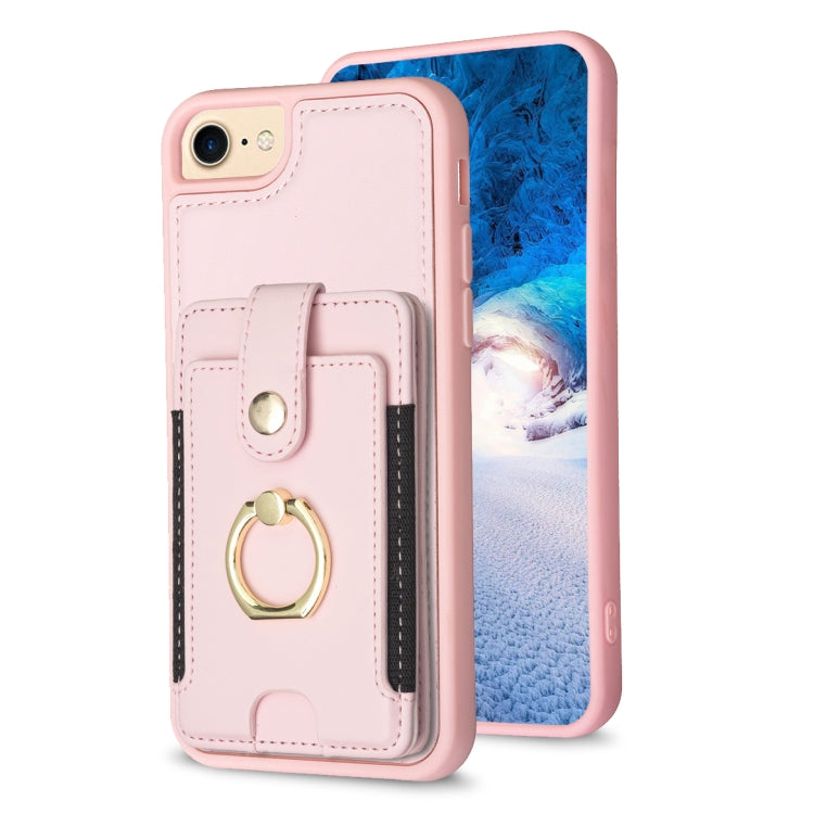 BF27 Custodia per telefono con porta carte di credito ad anello in metallo, For iPhone 14 Pro Max, For iPhone 15, For iPhone SE 2022 / 2020 / 8 / 7