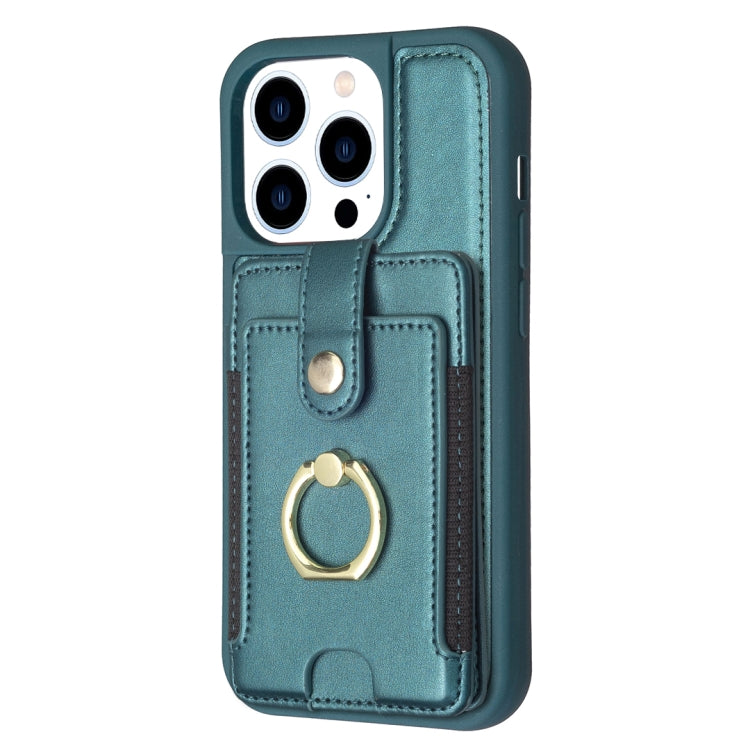 BF27 Custodia per telefono con porta carte di credito ad anello in metallo, For iPhone 13 Pro Max, For iPhone 13 Pro, For iPhone 12 / 12 Pro