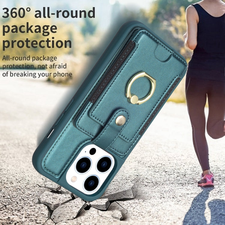 BF27 Custodia per telefono con porta carte di credito ad anello in metallo, For iPhone 13 Pro Max, For iPhone 13 Pro, For iPhone 12 / 12 Pro