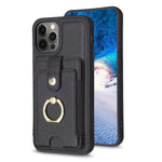 BF27 Custodia per telefono con porta carte di credito ad anello in metallo, For iPhone 13 Pro Max, For iPhone 13 Pro, For iPhone 12 / 12 Pro
