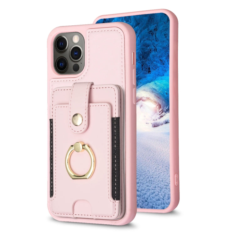 BF27 Custodia per telefono con porta carte di credito ad anello in metallo, For iPhone 13 Pro Max, For iPhone 13 Pro, For iPhone 12 / 12 Pro