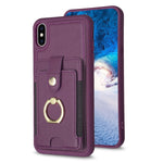 BF27 Custodia per telefono con porta carte di credito ad anello in metallo, For iPhone 11 Pro, For iPhone X / XS, For iPhone XR