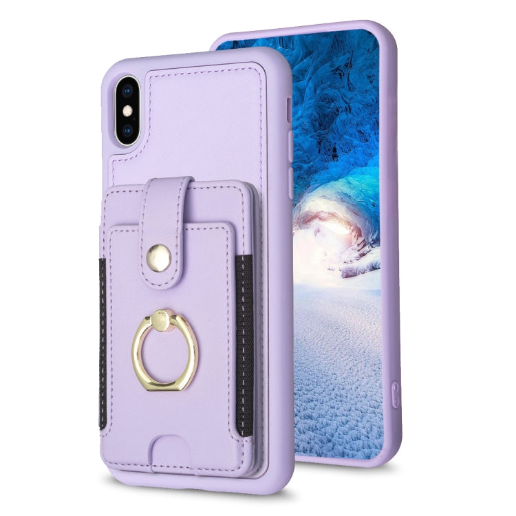 BF27 Custodia per telefono con porta carte di credito ad anello in metallo, For iPhone 11 Pro, For iPhone X / XS, For iPhone XR