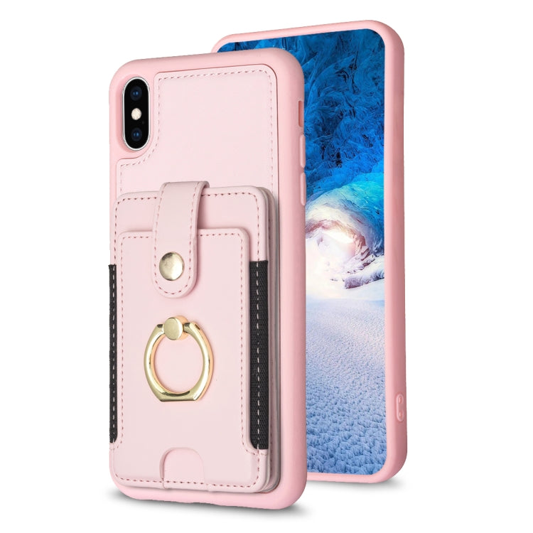BF27 Custodia per telefono con porta carte di credito ad anello in metallo, For iPhone 11 Pro, For iPhone X / XS, For iPhone XR