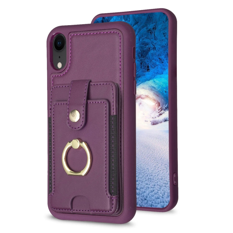 BF27 Custodia per telefono con porta carte di credito ad anello in metallo, For iPhone 11 Pro, For iPhone X / XS, For iPhone XR