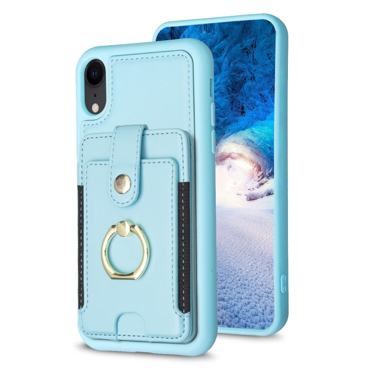 BF27 Custodia per telefono con porta carte di credito ad anello in metallo, For iPhone 11 Pro, For iPhone X / XS, For iPhone XR