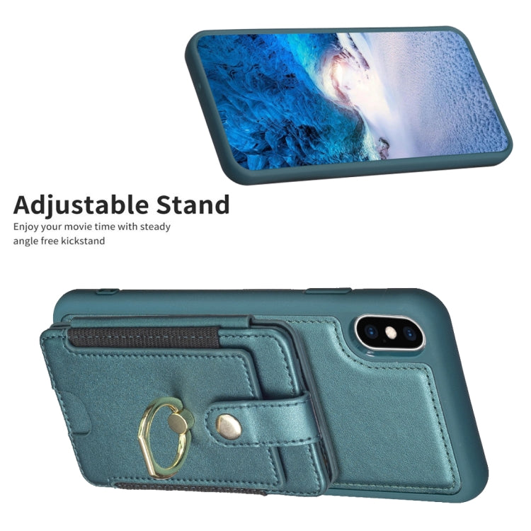 BF27 Custodia per telefono con porta carte di credito ad anello in metallo, For iPhone XS Max, For iPhone 8 Plus / 7 Plus