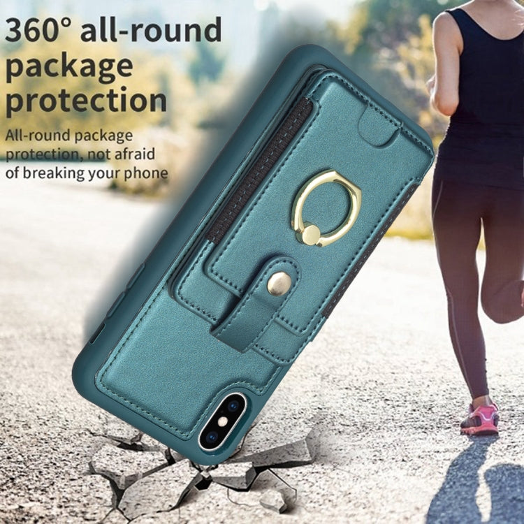 BF27 Custodia per telefono con porta carte di credito ad anello in metallo, For iPhone XS Max, For iPhone 8 Plus / 7 Plus