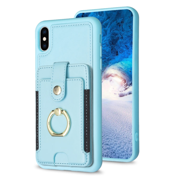 BF27 Custodia per telefono con porta carte di credito ad anello in metallo, For iPhone XS Max, For iPhone 8 Plus / 7 Plus
