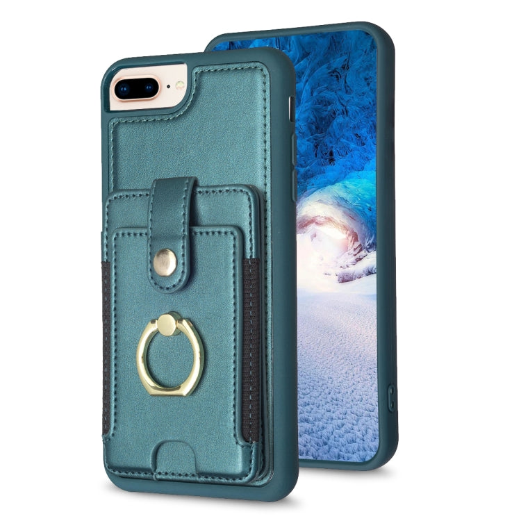 BF27 Custodia per telefono con porta carte di credito ad anello in metallo, For iPhone XS Max, For iPhone 8 Plus / 7 Plus