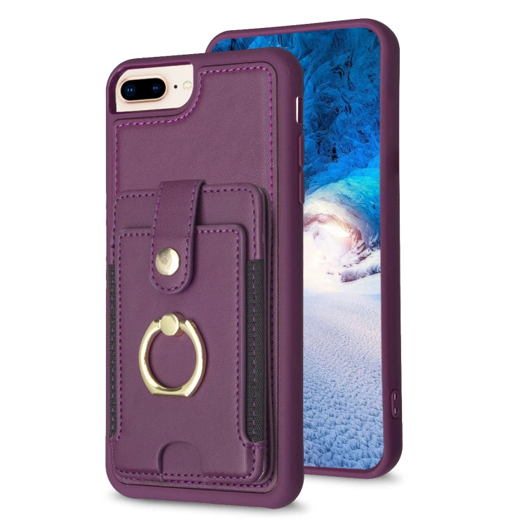 BF27 Custodia per telefono con porta carte di credito ad anello in metallo, For iPhone XS Max, For iPhone 8 Plus / 7 Plus