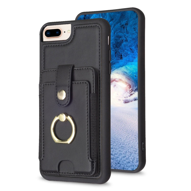 BF27 Custodia per telefono con porta carte di credito ad anello in metallo, For iPhone XS Max, For iPhone 8 Plus / 7 Plus